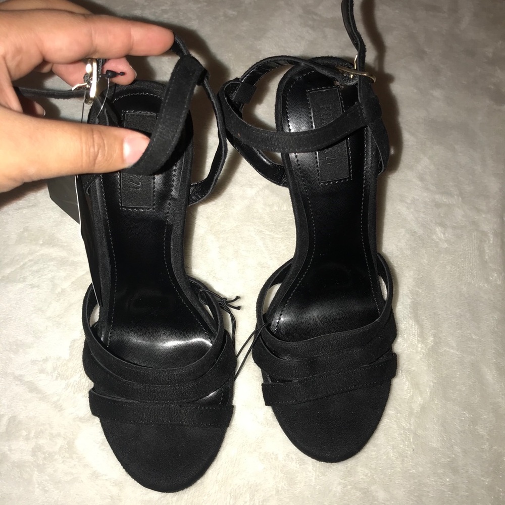 Black open toe stiletto heels